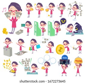 A set of women with concerning money and economy.There are also actions on success and failure.It's vector art so it's easy to edit.