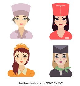 Set of women of different professions