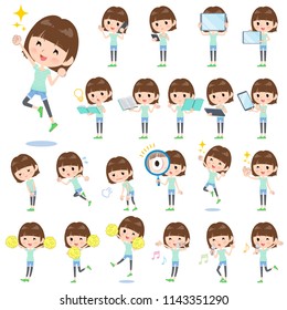 A set of women with digital equipment such as smartphones.There are actions that express emotions.It's vector art so it's easy to edit.