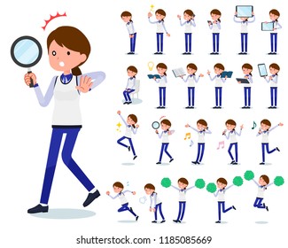A set of women with digital equipment such as smartphones.There are actions that express emotions.It's vector art so it's easy to edit.