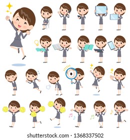 A set of women with digital equipment such as smartphones.There are actions that express emotions.It's vector art so it's easy to edit.
