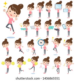 A set of women with digital equipment such as smartphones.There are actions that express emotions.It's vector art so it's easy to edit.
