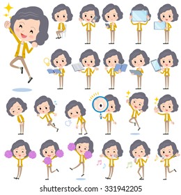 A set of women with digital equipment such as smartphones.
There are actions that express emotions.
It's vector art so it's easy to edit.