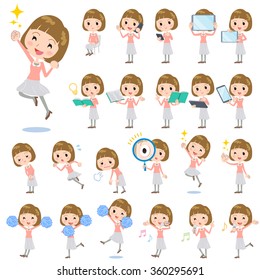 A set of women with digital equipment such as smartphones.
There are actions that express emotions.
It's vector art so it's easy to edit.