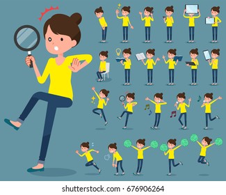 A set of women with digital equipment such as smartphones.
There are actions that express emotions.
It's vector art so it's easy to edit.
