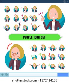 A set of women with expresses various emotions on the SNS screen.There are variations of emotions such as joy and sadness.It's vector art so it's easy to edit.