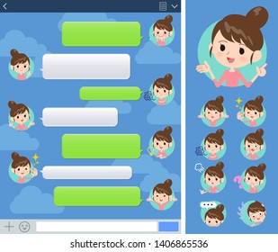 A set of women with expresses various emotions on the SNS window.There are variations of emotions such as joy and sadness.It's vector art so it's easy to edit.
