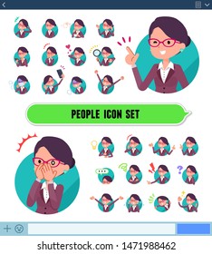 A set of women with expresses various emotions on the SNS screen.There are variations of emotions such as joy and sadness.It's vector art so it's easy to edit.
