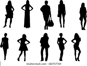 The set of women fashion silhouette