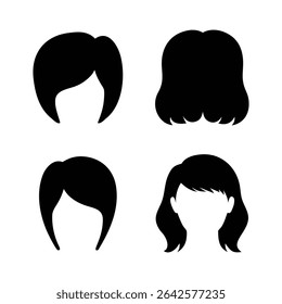 set of women hairstyles silhouette vector illustration