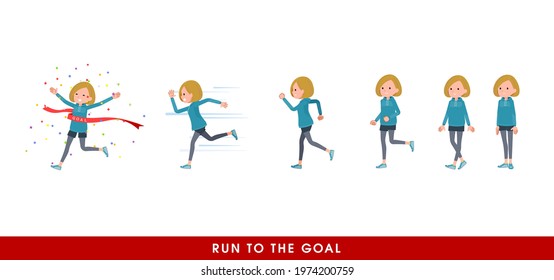 A set of women in a hoodie who start running gradually.It's vector art so easy to edit.