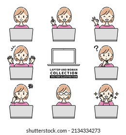 A set of women and laptops.