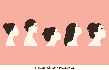 set of women line art vector illustration.