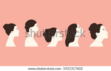 set of women line art vector illustration.