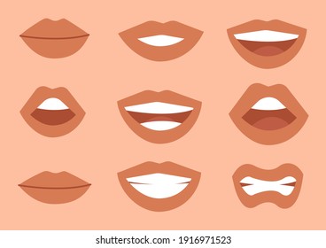 Set Of Women Lips For Mouth Chart