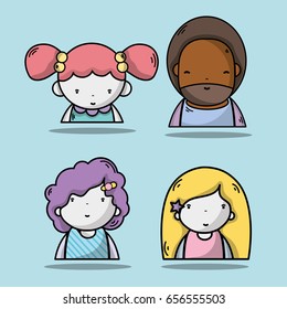 set women and man with beard and hairstyle