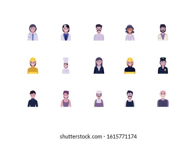 Set of women and men design, Diversity people workers actions working occupation jobs proffesional employee service and labor theme Vector illustration