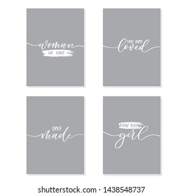 Set of women motivate calligraphy  phrases for t-shirt and other design.