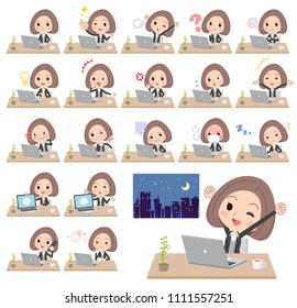 A set of women on desk work.
There are various actions such as feelings and fatigue.
It's vector art so it's easy to edit.