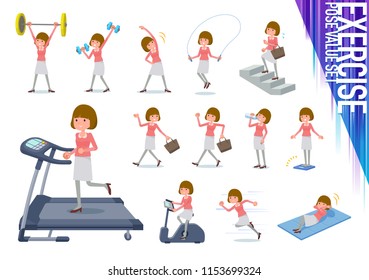 A set of women on exercise and sports.There are various actions to move the body healthy.It's vector art so it's easy to edit.