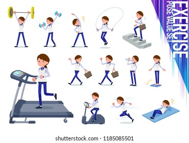 A set of women on exercise and sports.There are various actions to move the body healthy.It's vector art so it's easy to edit.