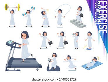 A set of women on exercise and sports.There are various actions to move the body healthy.It's vector art so it's easy to edit.
