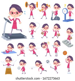 A set of women on exercise and sports.There are various actions to move the body healthy.It's vector art so it's easy to edit.