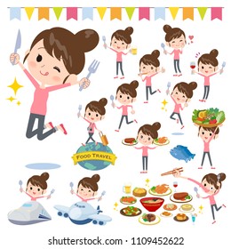 A set of women on food events.
There are actions that have a fork and a spoon and are having fun.
It's vector art so it's easy to edit.