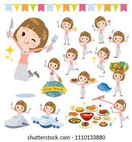 A set of women on food events.
There are actions that have a fork and a spoon and are having fun.
It's vector art so it's easy to edit.