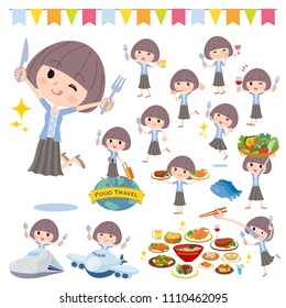 A set of women on food events.
There are actions that have a fork and a spoon and are having fun.
It's vector art so it's easy to edit.