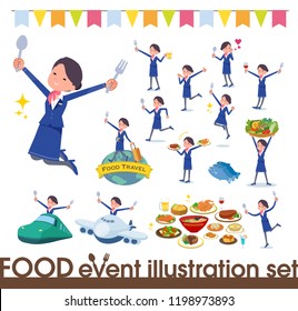 A set of women on food events.There are actions that have a fork and a spoon and are having fun.It's vector art so it's easy to edit.