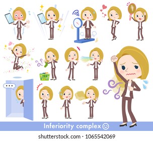 A set of women on inferiority complex.
There are actions suffering from smell and appearance.
It's vector art so it's easy to edit.