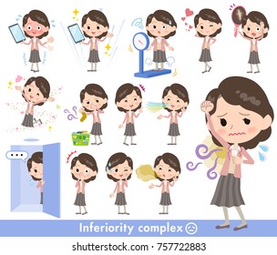 A set of women on inferiority complex.
There are actions suffering from smell and appearance.
It's vector art so it's easy to edit.