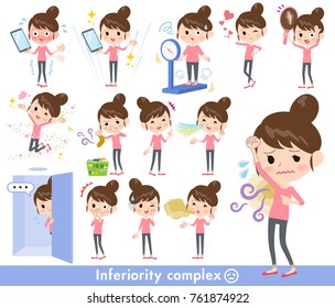 A set of women on inferiority complex.
There are actions suffering from smell and appearance.
It's vector art so it's easy to edit.