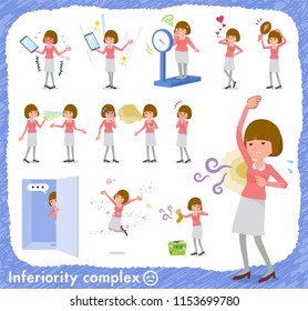 A set of women on inferiority complex.There are actions suffering from smell and appearance.It's vector art so it's easy to edit.