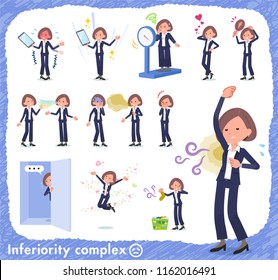 A set of women on inferiority complex.There are actions suffering from smell and appearance.It's vector art so it's easy to edit.