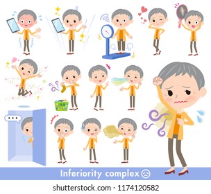 A set of women on inferiority complex.There are actions suffering from smell and appearance.It's vector art so it's easy to edit.