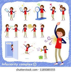 A set of women on inferiority complex.There are actions suffering from smell and appearance.It's vector art so it's easy to edit.
