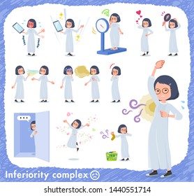 A set of women on inferiority complex.There are actions suffering from smell and appearance.It's vector art so it's easy to edit.
