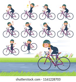 A set of women on a road bike.There is an action that is enjoying.It's vector art so it's easy to edit.