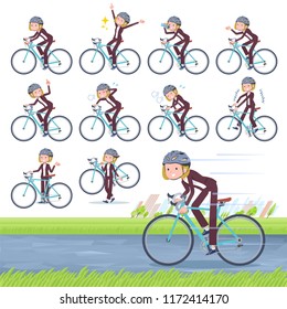 A set of women on a road bike.There is an action that is enjoying.It's vector art so it's easy to edit.