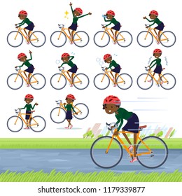 A set of women on a road bike.There is an action that is enjoying.It's vector art so it's easy to edit.