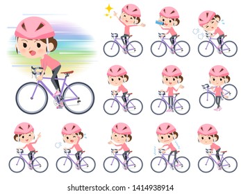 A set of women on a road bike.There is an action that is enjoying.It's vector art so it's easy to edit.
