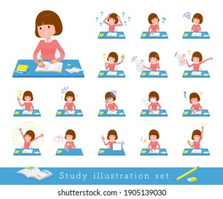 A set of women on study.It's vector art so easy to edit.