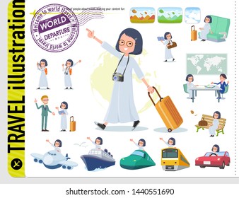 A set of women on travel.There are also vehicles such as boats and airplanes.It's vector art so it's easy to edit.
