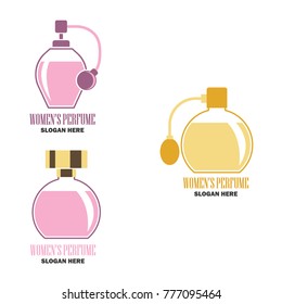 set of women perfume / fragrance logo with text space for your slogan / tag line, vector illustration