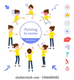 A set of women pointing in different directions(negative expression).It's vector art so it's easy to edit.