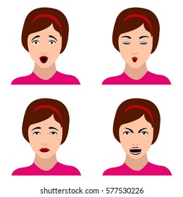 Set of women portraits on a white background, Vector illustration