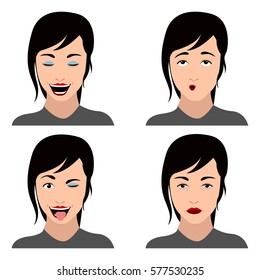 Set of women portraits on a white background, Vector illustration