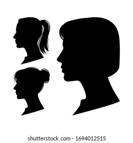 Set of Women profiles isolated on white background. Vector illustration